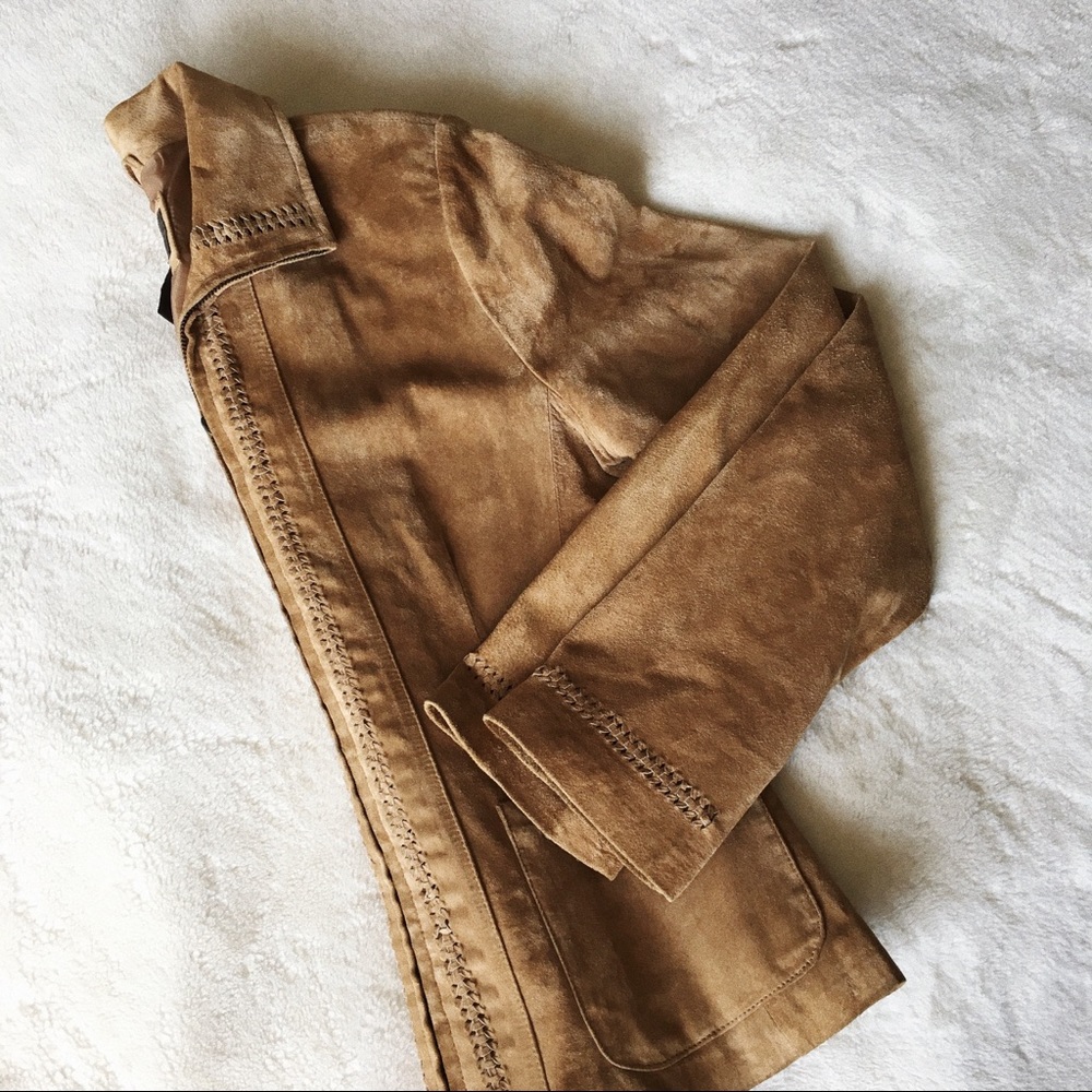 B. T. Limited edition suede leather blazer.